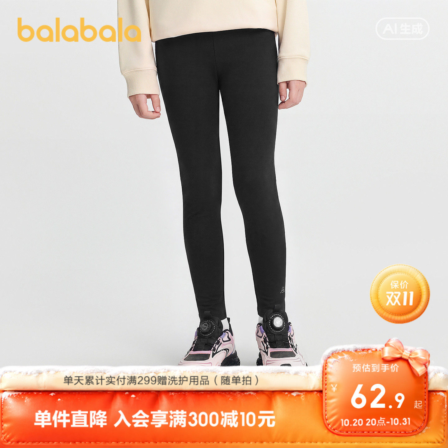 【商场同款】巴拉巴拉童装女童打底裤中大童长裤2026秋装儿童裤子