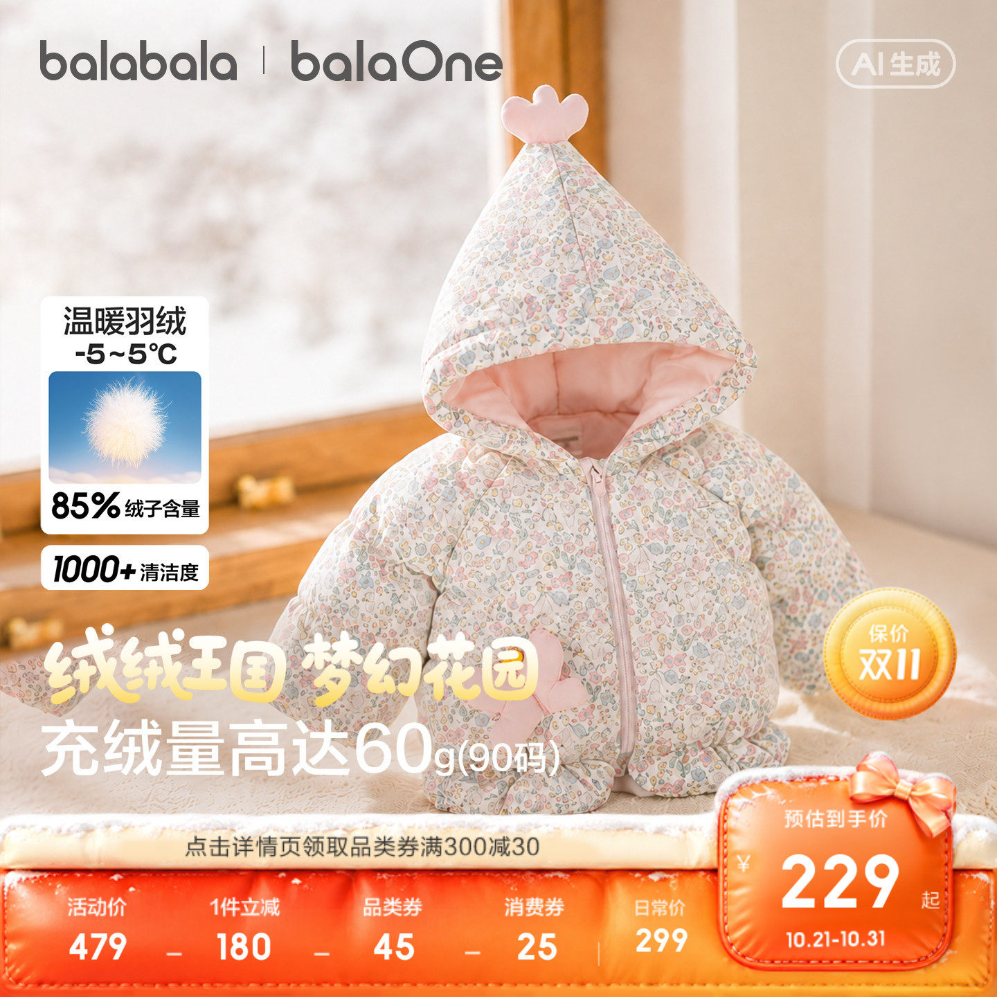 巴拉巴拉童装宝宝羽绒服女童2026新款冬装儿童厚外套婴儿衣服上衣