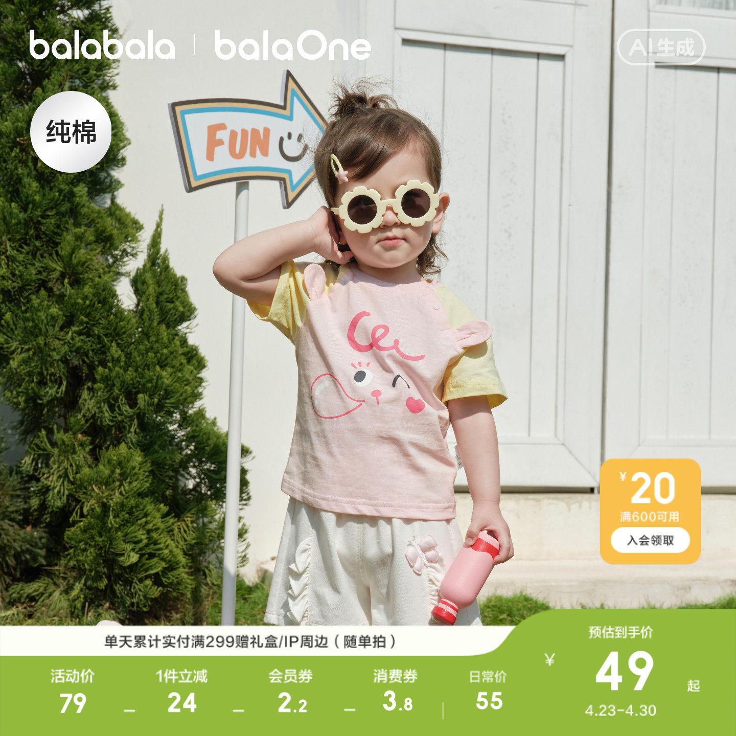 巴拉巴拉童装宝宝上衣婴儿短袖t恤男童女童2026新款夏季可爱萌趣