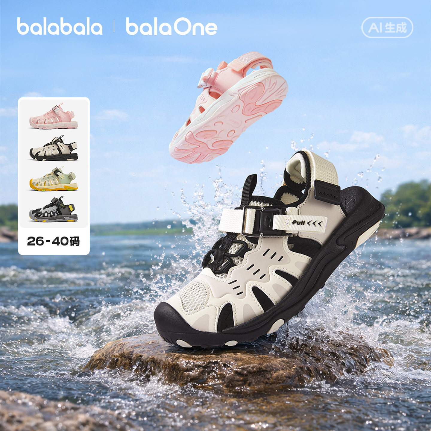 巴拉巴拉童鞋儿童凉鞋男女童运动鞋2026夏季宝宝小童亲子防滑鞋子