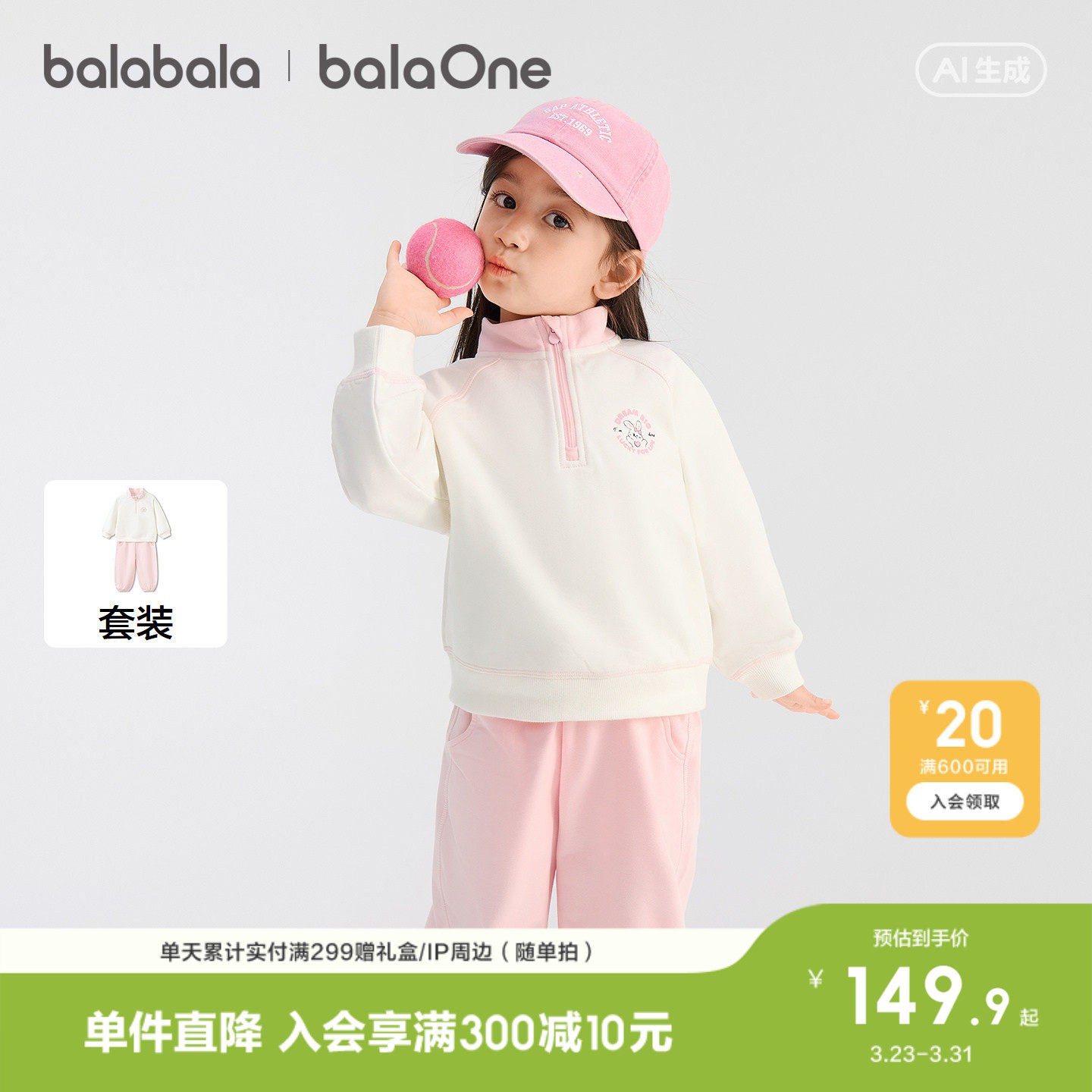 巴拉巴拉童装儿童套装女童宝宝男童两件套新款上衣2026春装舒适潮