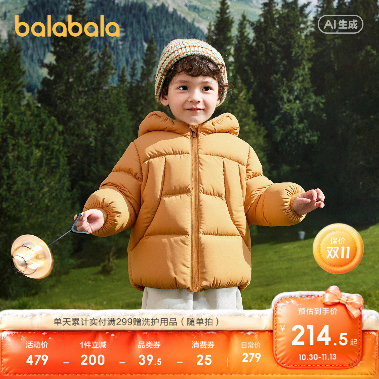 巴拉巴拉羽绒服男童时髦新颖外套