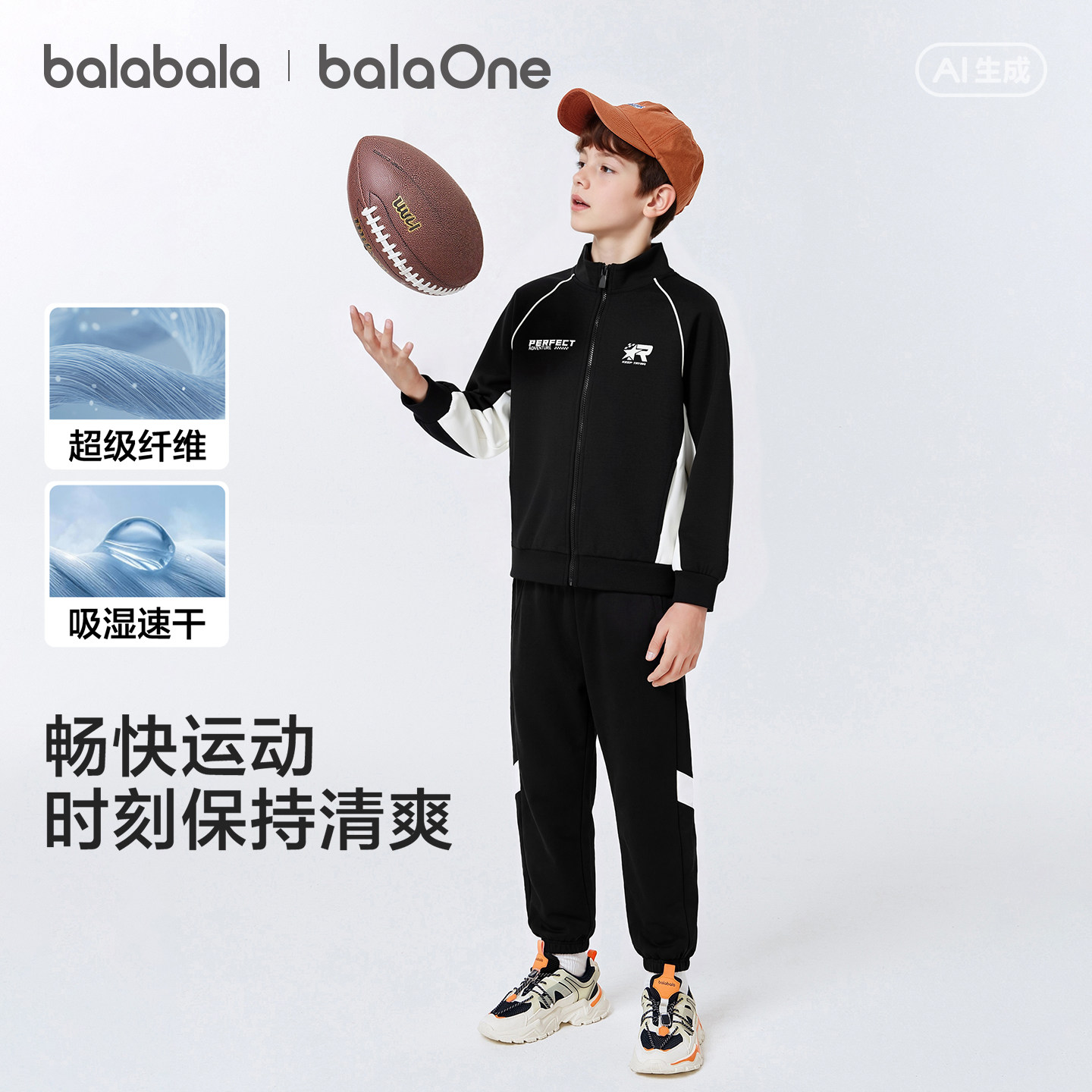 巴拉巴拉balaOne长袖套装撞色潮