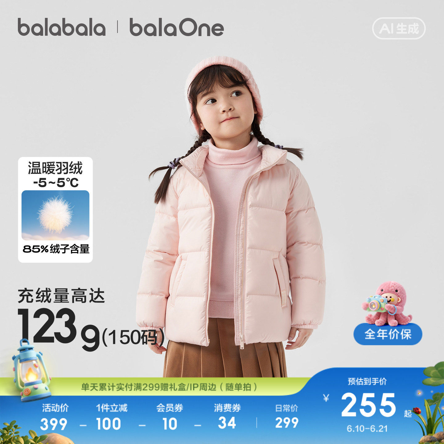 巴拉巴拉童装儿童羽绒服男童女童衣服新款冬装亲子装保暖宝宝外套