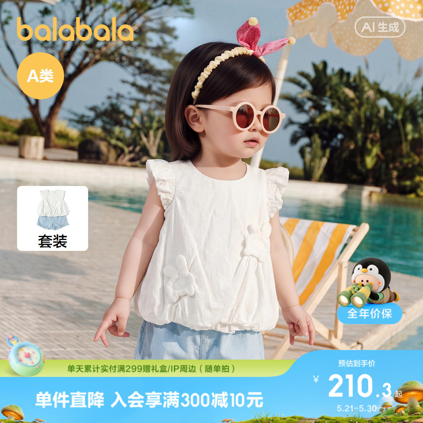 【商场同款】巴拉巴拉童装宝宝套装婴儿两件套女童2026新款夏装潮