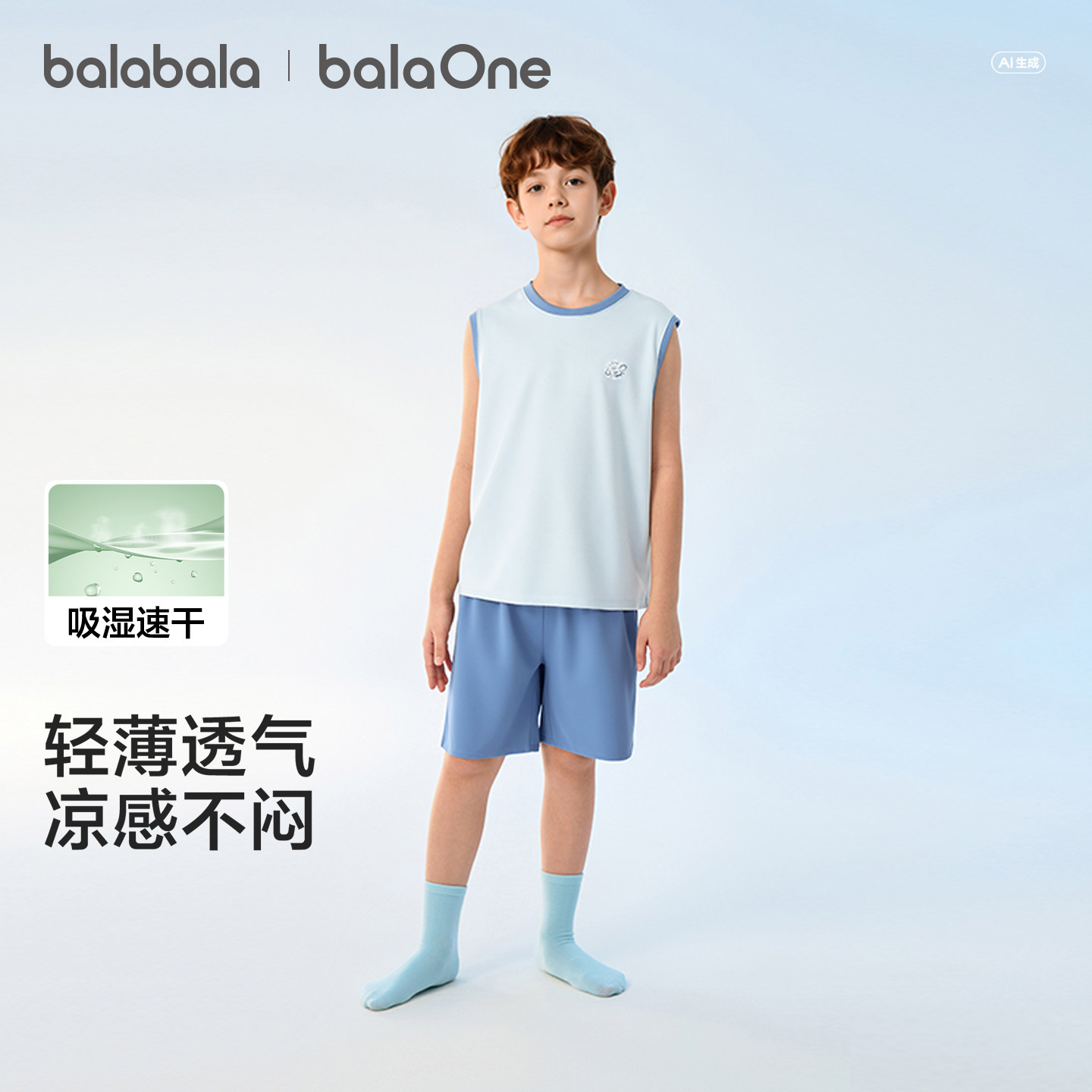 巴拉巴拉男童背心套装夏季空调服儿童睡衣小童宝宝家居服大童无袖