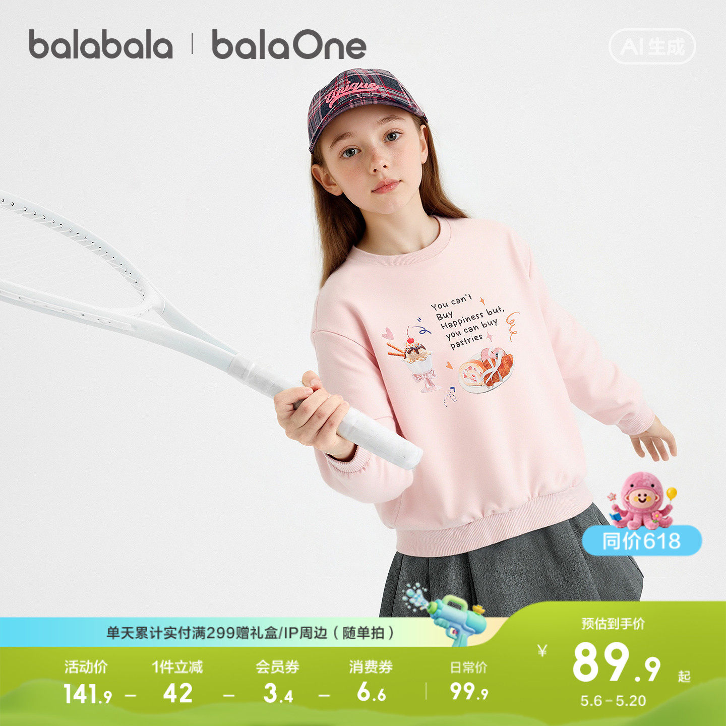 【balaOne】巴拉巴拉童装儿童卫衣长袖女童2026新款春装打