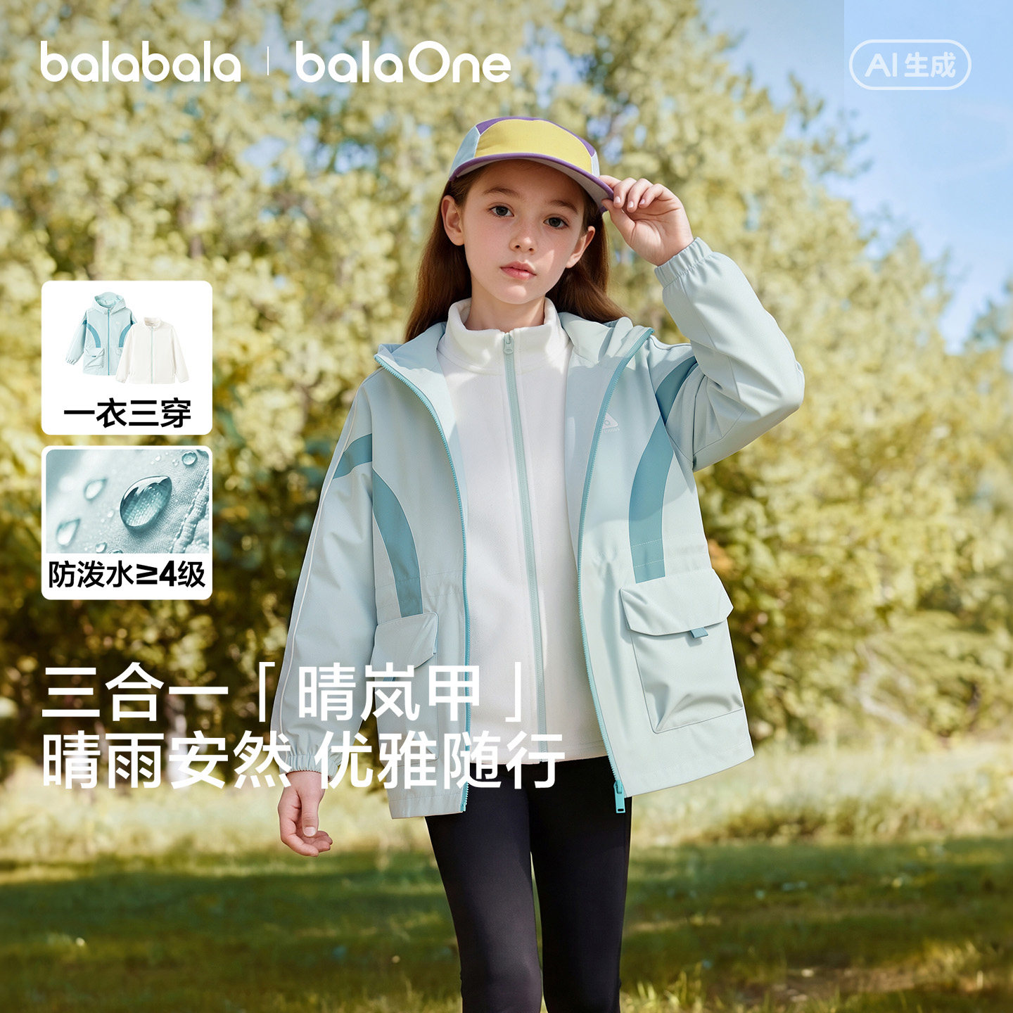 巴拉巴拉童装女童三合一上衣春秋