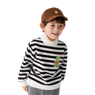 巴拉巴拉儿童卫衣男童新款秋冬装女童假两件加绒加厚高领宝宝上衣