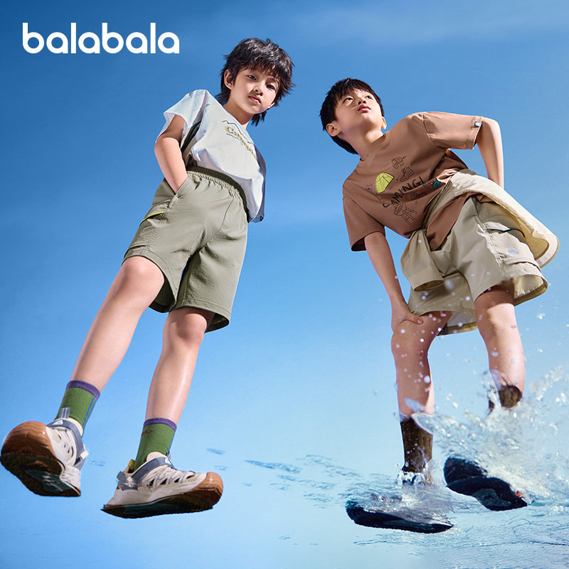 巴拉巴拉童装儿童短裤男童2025夏季直筒工装中裤速干薄款透气潮酷