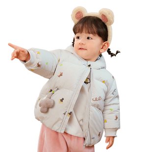 巴拉巴拉婴儿鹅绒童装儿童羽绒服女男童短款外套过年保暖红色可爱