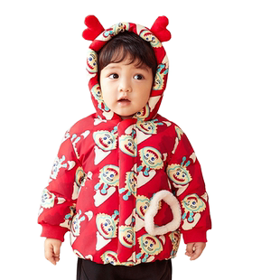 巴拉巴拉童装儿童羽绒服女童2026冬装国风外套上衣宝宝红色拜年服