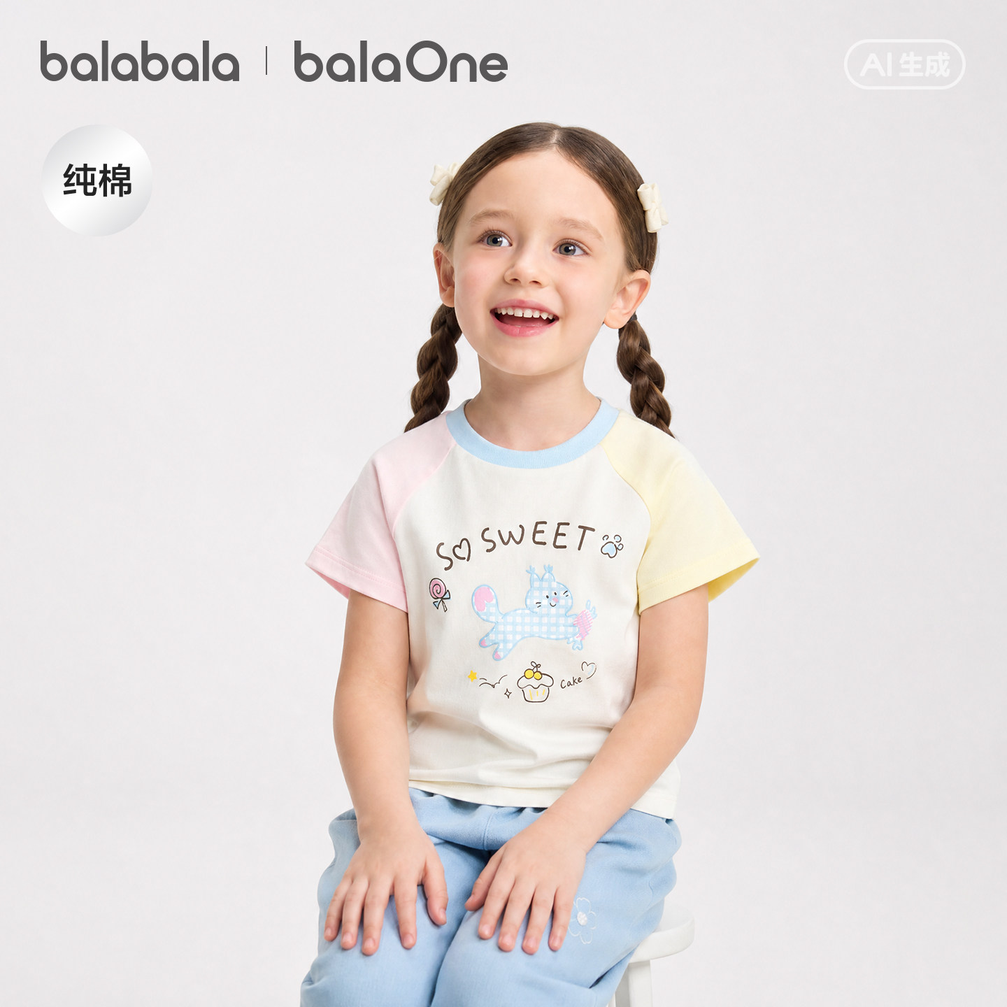 巴拉巴拉balaOne短袖t恤时尚撞色图片