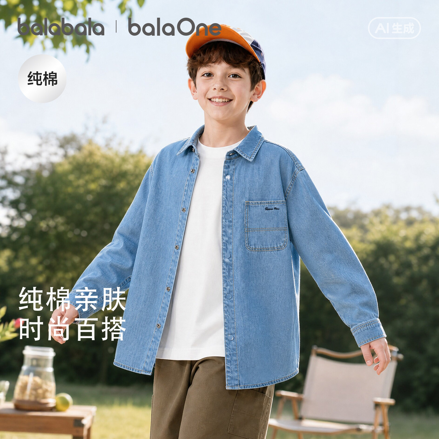 巴拉巴拉儿童男童长袖衬衫牛仔潮图片