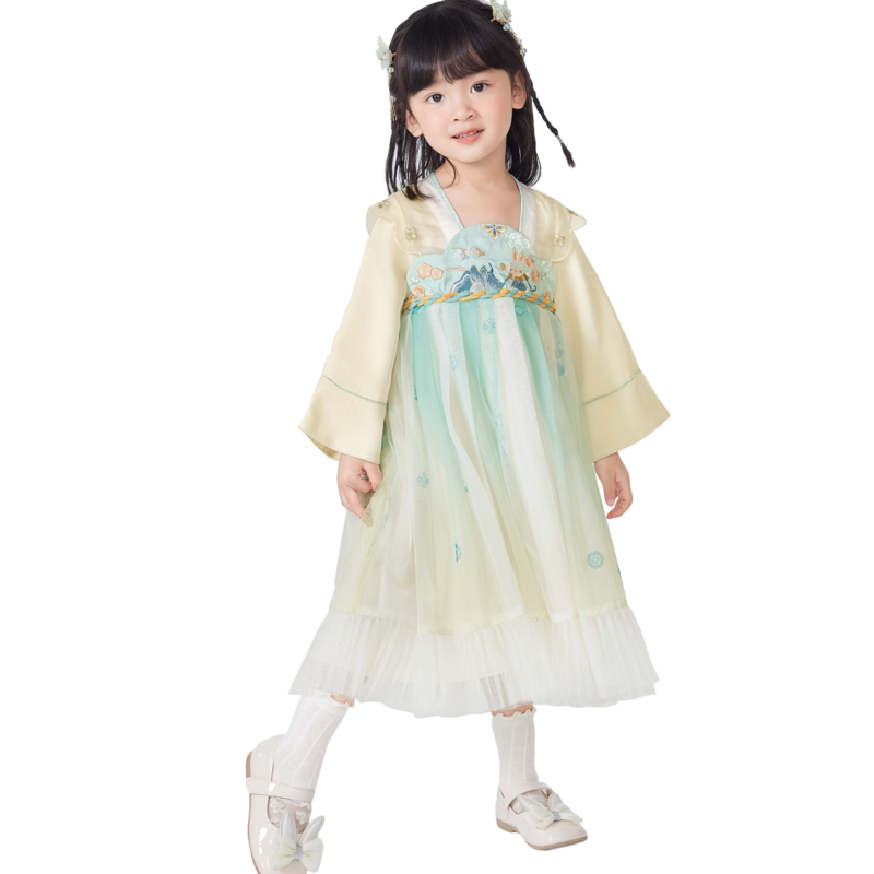 巴拉巴拉童装女童汉服国风连衣裙秋宝宝小童儿童裙子新中式公主裙
