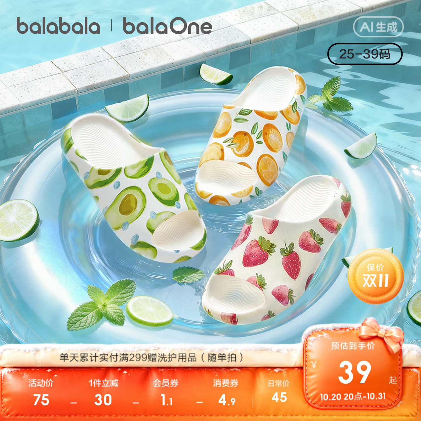 【balaOne】巴拉巴拉童鞋儿童拖鞋男童女童凉鞋2026夏防滑家居鞋