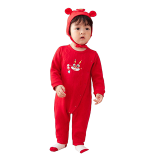 巴拉巴拉童装宝宝连体衣新生婴儿衣服哈衣2026新款年服红色喜庆萌