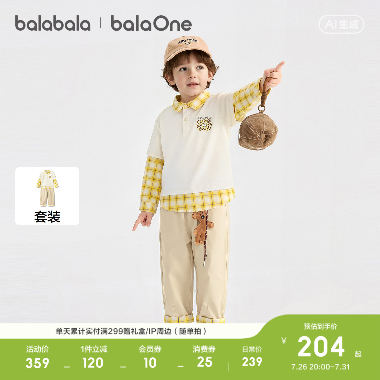 巴拉巴拉balaOne长袖套装假两件