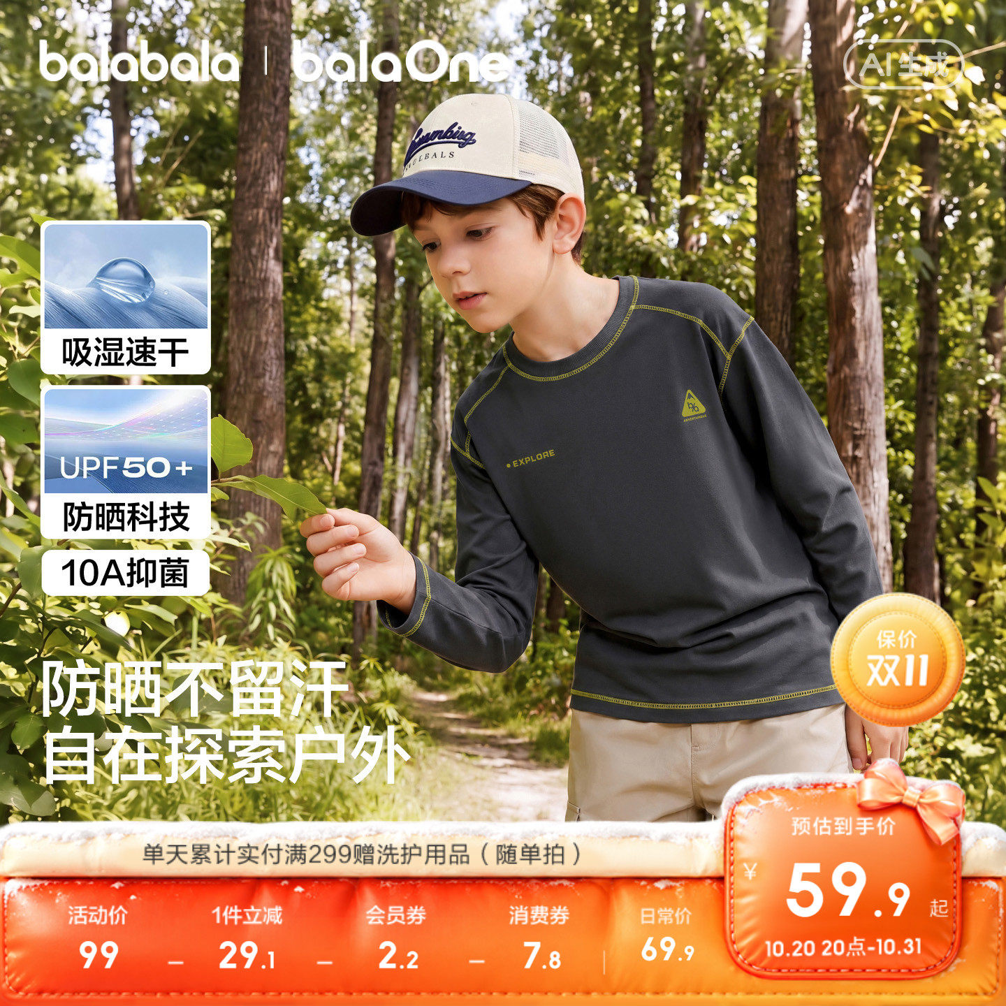 【balaOne】巴拉巴拉儿童长袖t恤男女童打底衫2026新款秋童装上衣