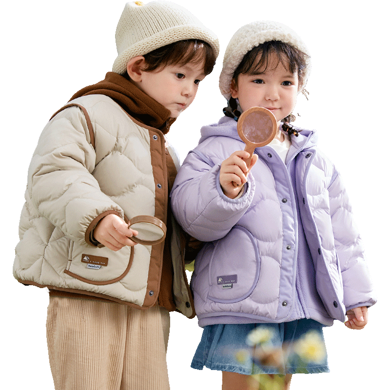 巴拉巴拉童装儿童羽绒服冬男童女童外套摇粒绒两件套潮流上衣流行