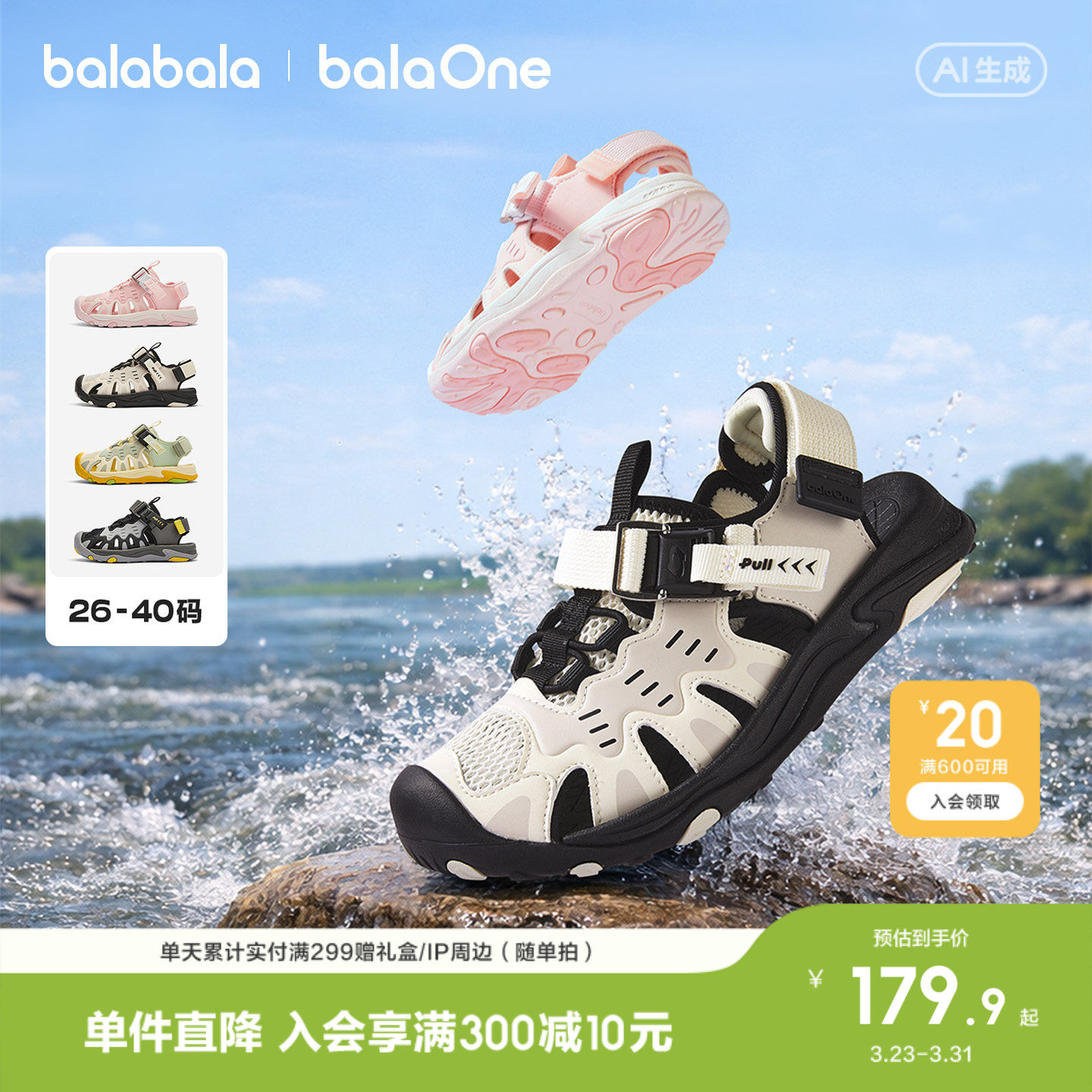 巴拉巴拉童鞋儿童凉鞋男女童运动鞋2026夏季宝宝小童亲子防滑鞋子