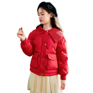 巴拉巴拉童装儿童羽绒服女童冬装新款小香风时尚保暖翻领亲子外套