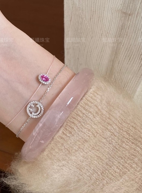 天然冰川白幽灵手镯白月光雪花镯子温柔系女款送女友闺蜜生日礼物