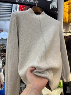 针织衫 立季 长袖 妈妈装 烫钻螺纹毛衣 马海毛加绒毛线衣半高领时尚