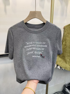 妈妈装 短袖 T恤圆领套头字母刺绣修身 2026夏季 小衫 时尚 半袖 新款