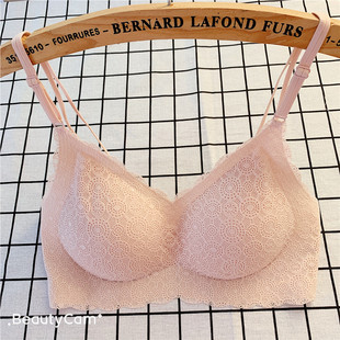 518古妃升级版 蕾丝镂性感空细带交叉美背文胸 安心无痕薄内衣夏季