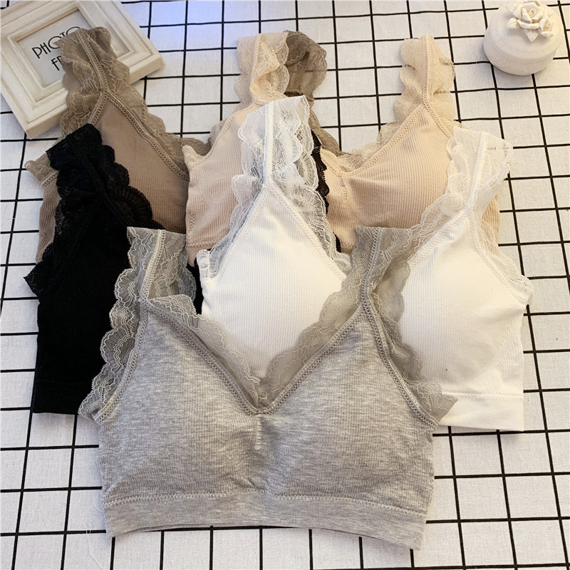 1613-2莫代尔抗条一体背心免穿文胸性感蕾丝肩带美背运动女士打底