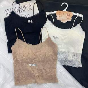 美月鑫1134法式 性感蕾丝吊带背心女带胸垫聚拢美背固定杯外穿上衣