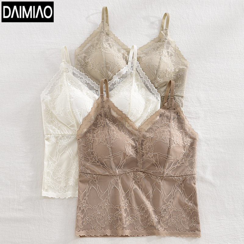 春新款法式蕾丝内衣女文胸吊带一体带胸垫内搭打底性感美背固定杯,女士内衣/男士内衣/家居服,保暖背心,淘宝优惠券,粉丝福利购,淘宝优惠卷