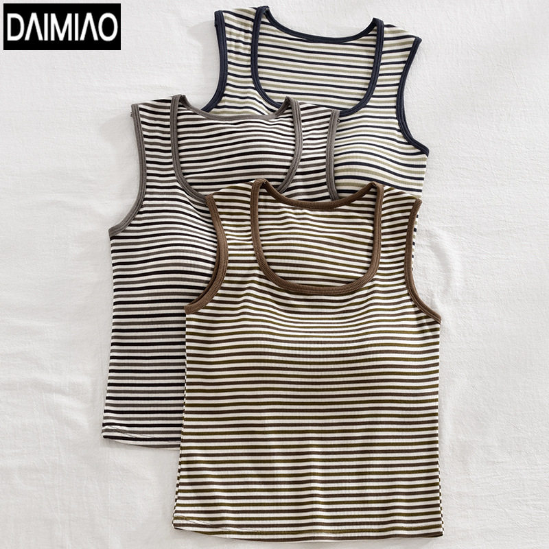 春新款韩式宽肩背心内衣女无钢圈文胸一体胸垫内搭可外穿条纹撞色,女士内衣/男士内衣/家居服,保暖背心,淘宝优惠券,粉丝福利购,淘宝优惠卷