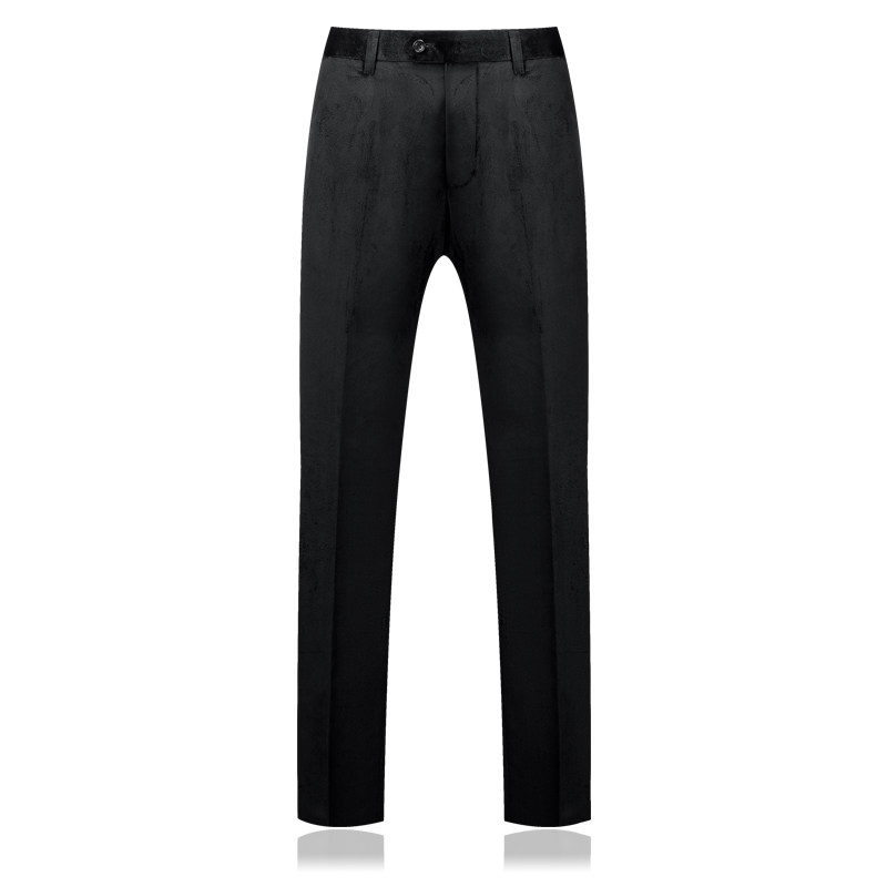 【白底】商务纯黑色修身休闲西裤直筒西服男士丝绒裤U9028-1*P80图片