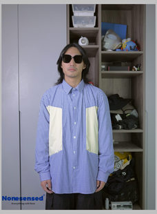 宽松休闲拼接免烫小格子竹纤维面料衬衫 boy新款 CITY NONESENSED