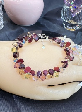 乌石榴石水滴莫桑手链