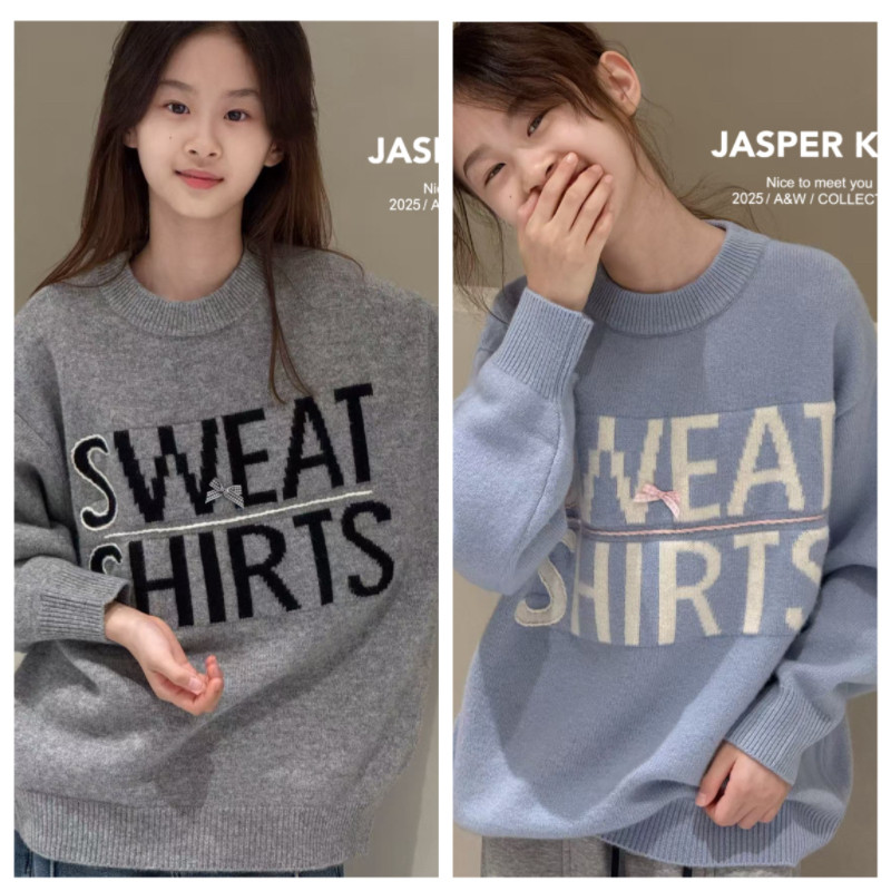JASPER正版童装2025冬款儿童韩版提花羊绒衫中大童针织衫上衣亲子