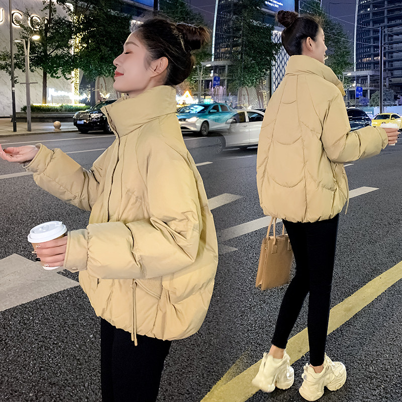 韩版中长款立领宽松羽绒服