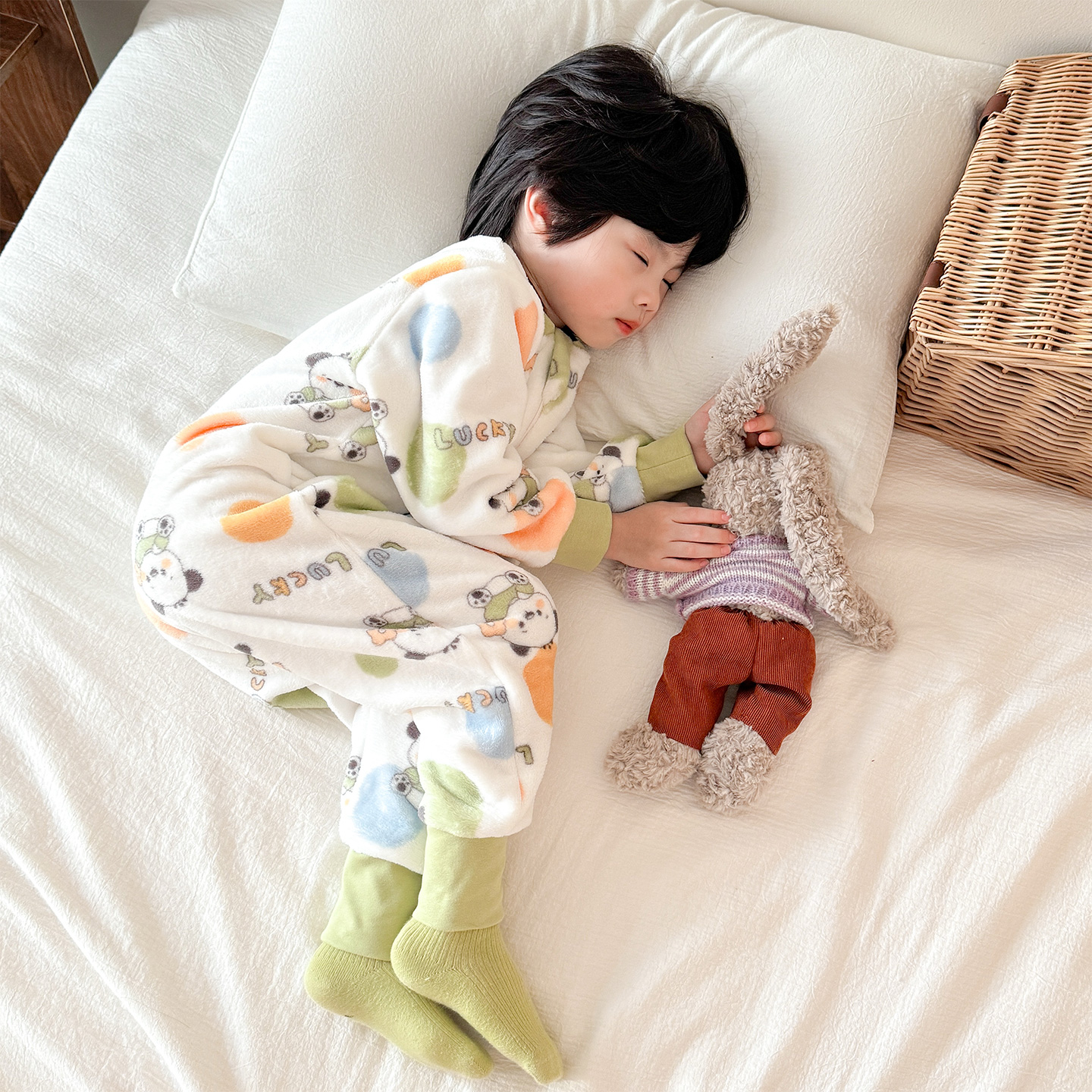 宝宝连体睡衣法兰绒秋冬防着凉婴儿睡袋加厚保暖儿童珊瑚绒家居服