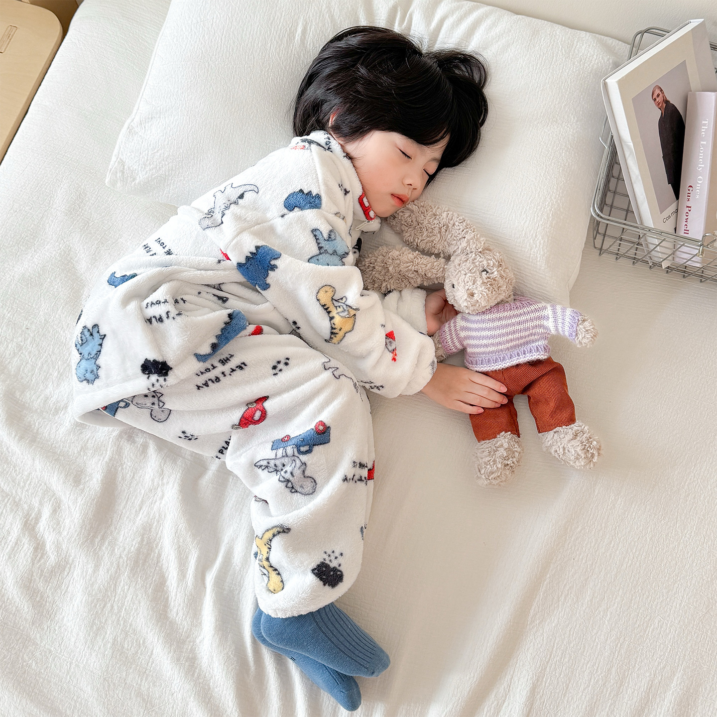 男童睡衣秋冬款珊瑚绒开衫立领套装2025新款儿童法兰绒家居服加厚