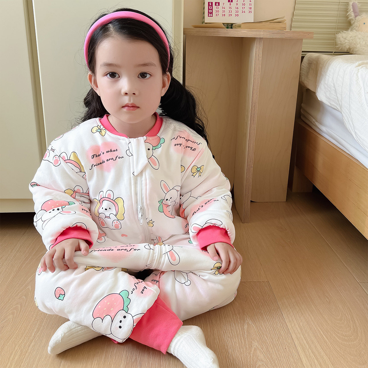 儿童睡袋冬季加厚防寒宝宝冬天防踢被男童女童秋冬款纯棉连体睡衣