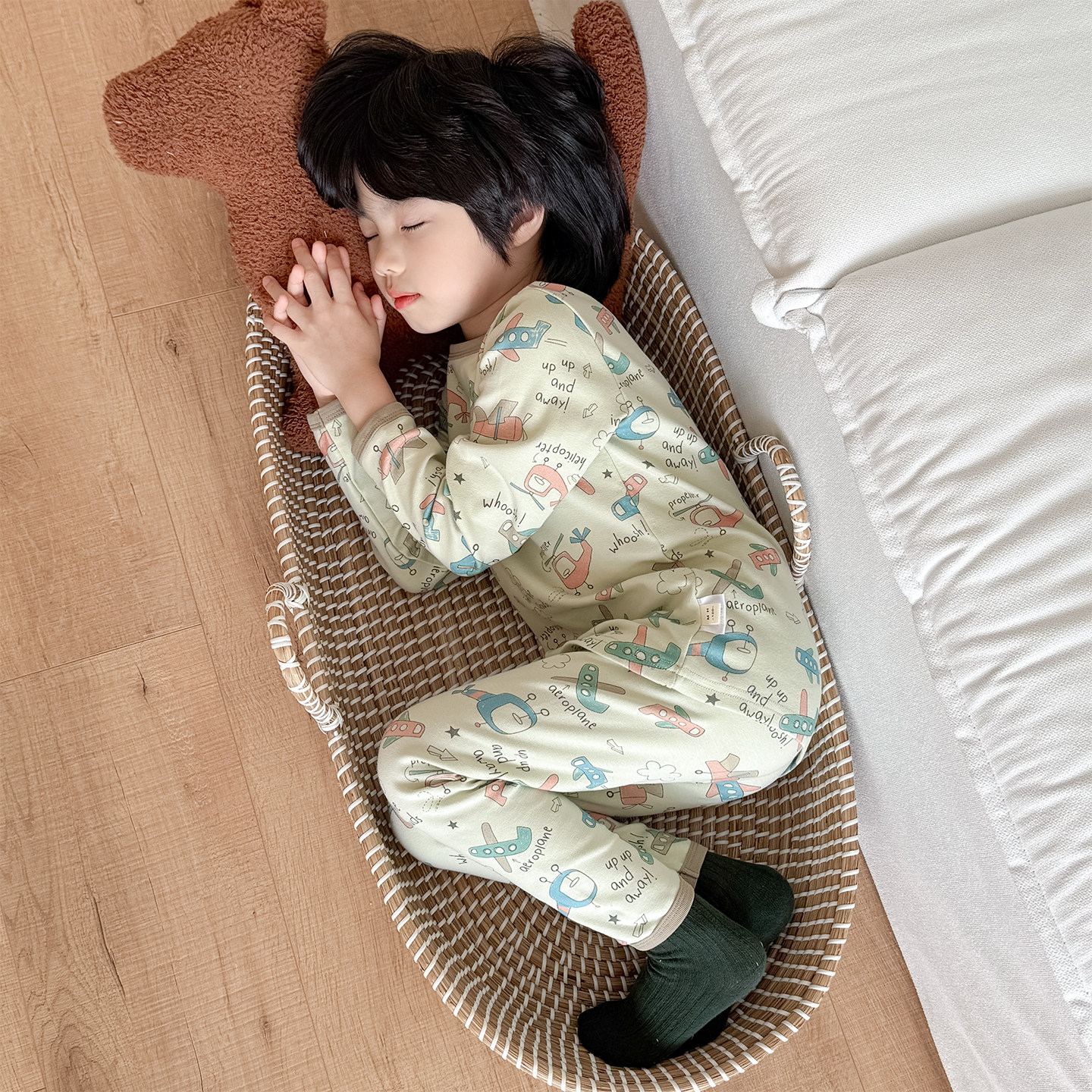 韩国男童睡衣秋冬纯棉保暖内衣套装儿童家居服套装男女孩秋衣秋裤
