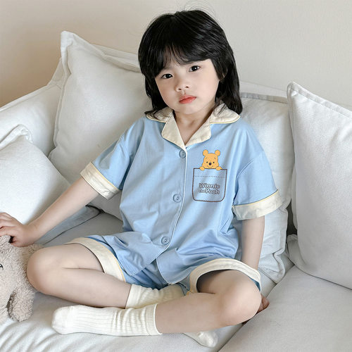 男童睡衣夏款男孩儿童夏季家居服套装男宝宝短袖莱赛尔透气空调服