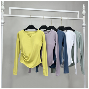 2024秋冬含胸垫长袖运动上衣透气性感显瘦瑜伽服祼感T恤跑步健身