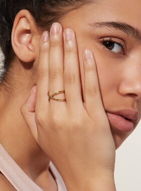 ana luisa欧美简约轻奢小众设计冷淡风INS指环个性时尚交叉戒指女