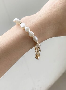 PixieMarket设计款温婉质感巴洛克淡水珍珠气质白搭高光珍珠手链