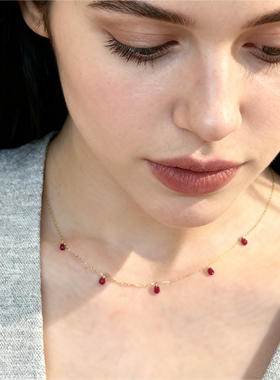 ana luisa小众新品S925纯银镀18K金海蓝马眼锆石满天星项链叠戴女