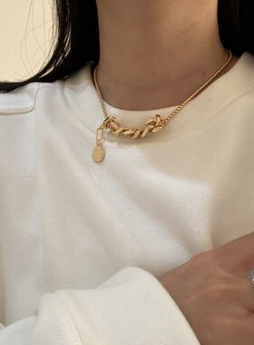 pixiemarket欧美设计小众真珍珠冷淡风项链超个性锁骨链潮人颈链