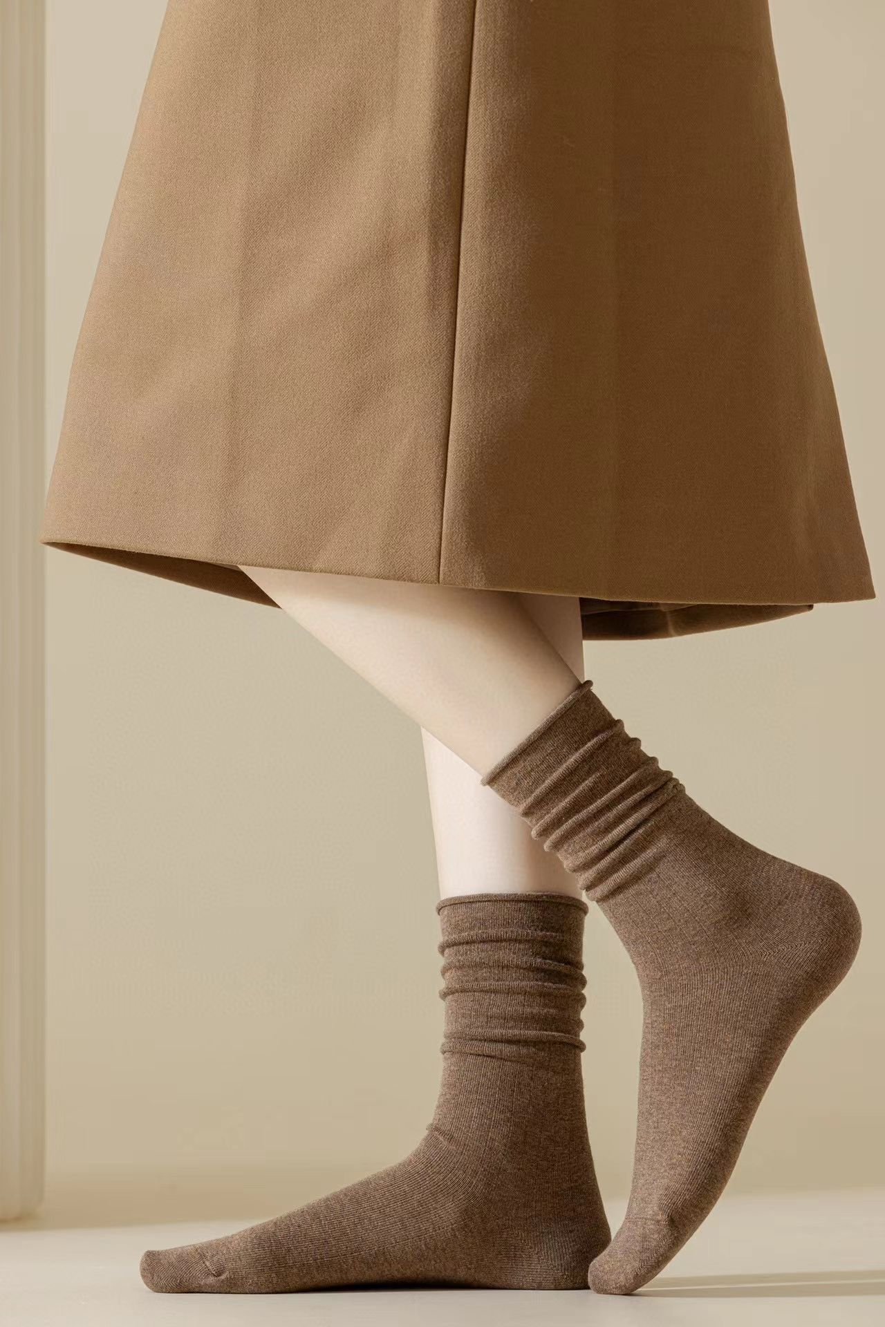 袜子女春秋冬款纯棉长筒袜吸汗透气夏季全棉月子堆堆无骨中筒袜